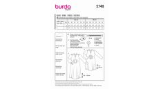 Strih Burda 5748 - Midi šaty s vsadkou