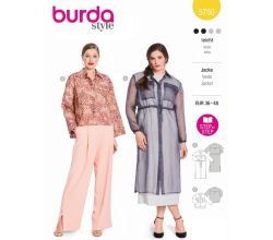Strih Burda 5750 - Kabátik, vrchné košeľové šaty, vrchné košele