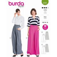 Strih Burda 5751 - Nohavice so širokými nohavicami, nohavicová sukňa
