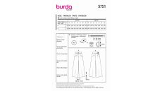 Strih Burda 5751 - Nohavice so širokými nohavicami, nohavicová sukňa