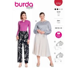 Strih Burda 5752 - Tričko so šnurovaným výstrihom