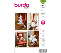 Strih Burda 5760 - Medvedík, vianočný stromček, vankúš a adventný veniec