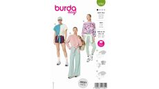 Strih Burda 5763 - Voľné tričko so zaväzovaním na uzol, mikina