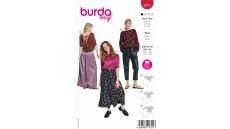 Strih Burda 5771 - Blúzka s výstrihom na chrbte, top so zaväzovaním na chrbte