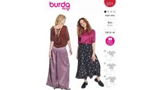 Strih Burda 5771 - Blúzka s výstrihom na chrbte, top so zaväzovaním na chrbte