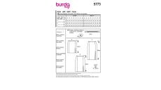 Strih Burda 5773 - Rovná sukňa s bočným rázporkom, džínsová sukňa, kožená sukňa