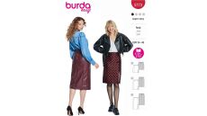Strih Burda 5773 - Rovná sukňa s bočným rázporkom, džínsová sukňa, kožená sukňa