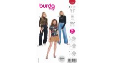 Strih Burda 5774 - Tričko s prestrihom v dekolte, tričko s dlhým rukávom, rolák