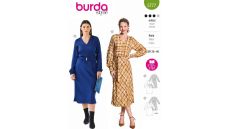 Strih Burda 5777 - Šaty s rozšírenou sukňou, midi šaty, koktailové šaty