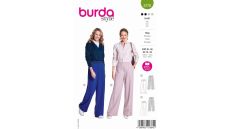 Strih Burda 5778 - Nohavice s gumou v páse, vlnené nohavice s pukmi
