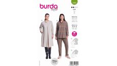 Strih Burda 5782 - Voľné šaty so stojačikom, úpletové šaty, mikina so stojačikom