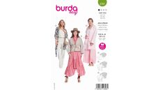 Strih Burda 5787 - Otvorené sako, zavinovací kabát s opaskom, vaflový kabát