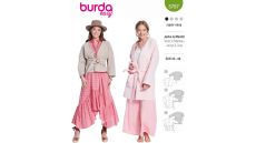 Strih Burda 5787 - Otvorené sako, zavinovací kabát s opaskom, vaflový kabát