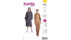 Strih Burda 5798 - Áčkové šaty, puzdrové šaty so stojačikom, midi šaty
