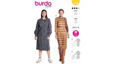 Strih Burda 5798 - Áčkové šaty, puzdrové šaty so stojačikom, midi šaty