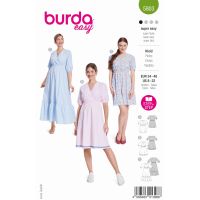 Strih Burda 5803 - Zavinovacie šaty s gumou v páse, blúzkové šaty