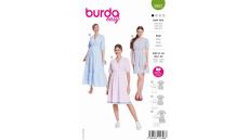 Strih Burda 5803 - Zavinovacie šaty s gumou v páse, blúzkové šaty