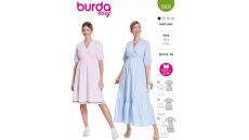 Strih Burda 5803 - Zavinovacie šaty s gumou v páse, blúzkové šaty