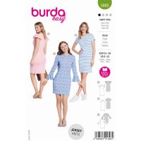 Strih Burda 5805 - Tričkové šaty s okrúhlym výstrihom, džersejové šaty