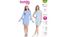 Strih Burda 5805 - Tričkové šaty s okrúhlym výstrihom, džersejové šaty