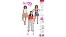 Strih Burda 5808 - Nohavice so sťahovaním v páse, šortky, kraťasky, culottes