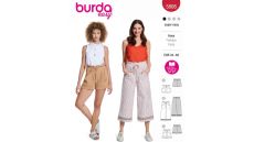 Strih Burda 5808 - Nohavice so sťahovaním v páse, šortky, kraťasky, culottes