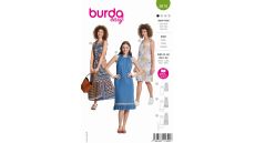 Strih Burda 5810 - Šaty so zaväzovacími ramienkami, maxi šaty, mušelínové šaty