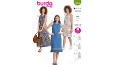 Strih Burda 5810 - Šaty so zaväzovacími ramienkami, maxi šaty, mušelínové šaty