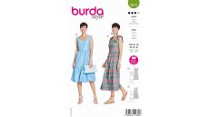 Strih Burda 5813 - Šaty na ramienka s volánikmi, balónové šaty