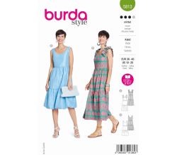 Strih Burda 5813 - Šaty na ramienka s volánikmi, balónové šaty