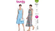 Strih Burda 5813 - Šaty na ramienka s volánikmi, balónové šaty