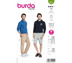 Strih Burda 5814 - Pánske nohavice s gumou v páse, bermudy