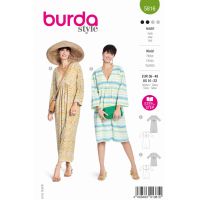 Strih Burda 5816 - Empírové šaty, voľné šaty, maxi šaty