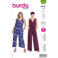 Strih Burda 5817 - Overal so skríženými ramienkami, nohavicové šaty
