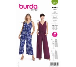 Strih Burda 5817 - Overal so skríženými ramienkami, nohavicové šaty