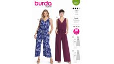 Strih Burda 5817 - Overal so skríženými ramienkami, nohavicové šaty