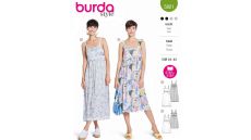 Strih Burda 5821 - Empírové šaty na ramienka, maxi šaty