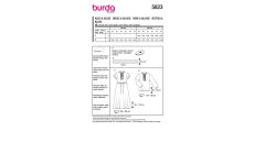 Strih Burda 5823 - Šaty so sťahovaním v páse, maxi šaty, blúzka so stojačikom