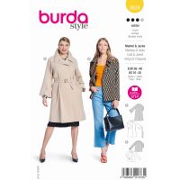 Strih Burda 5824 - Áčkový kabát, dvojradový kabát