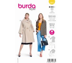 Strih Burda 5824 - Áčkový kabát, dvojradový kabát