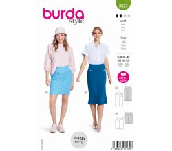 Strih Burda 5825 - Úzka sukňa s tvarujúcim pásom, mini sukňa