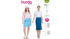 Strih Burda 5825 - Úzka sukňa s tvarujúcim pásom, mini sukňa