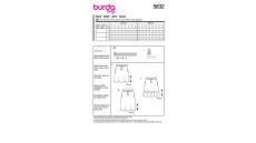 Strih Burda 5832 - Sukne so sťahovaním v páse, mini sukne, tepláková sukňa