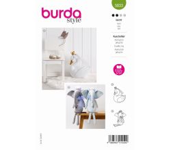 Strih Burda 5833 - Plyšové zvieratká, plyšový slon, labuť