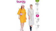Strih Burda 5845 - Košeľové šaty so sťahovaním v páse, zapínacie šaty