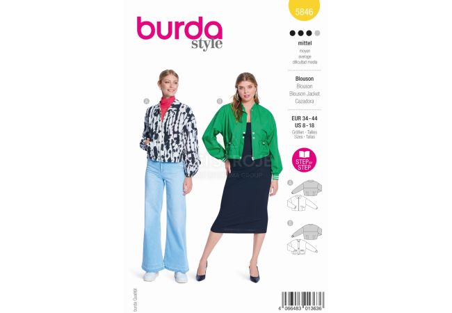 Strih Burda 5846 - Bluzón, ľahká bunda