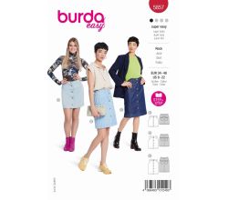 Strih Burda 5857 - Prepínacia sukňa, džínsová sukňa, rovná sukňa