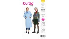 Strih Burda 5860 - Rovný kabát so širokým golierom, krátky kabátik