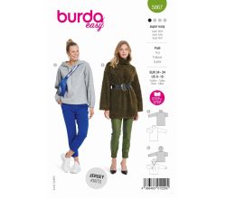 Strih Burda 5867 - Dlhá mikina s rolákom, mikina s kapucňou