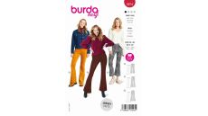 Strih Burda 5874 - Zvonové nohavice s gumou v páse